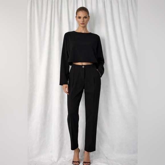 Rivir Pants - RIVIR Black Two-Piece Blouse & Trouser Set (1177)